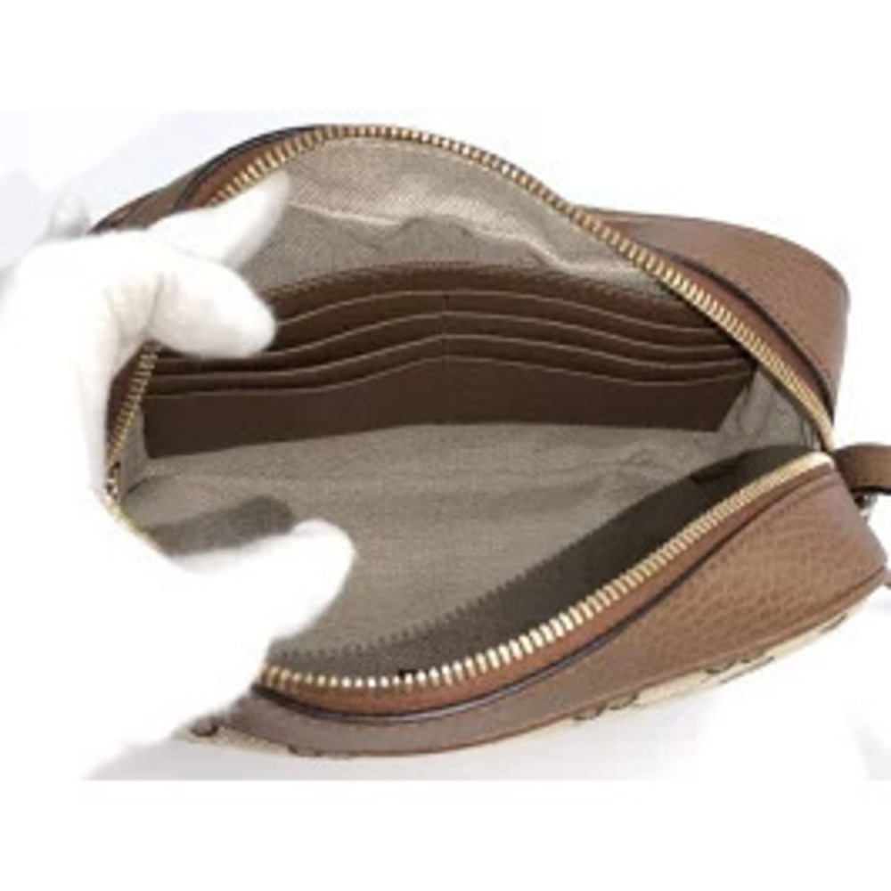 GUCCI Shoulder Bag GG Canvas Leather Brown - Picture 8 of 9